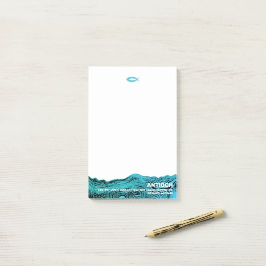 Wavy Waters Jesus Fish Post-it® Notes (Op bureau)