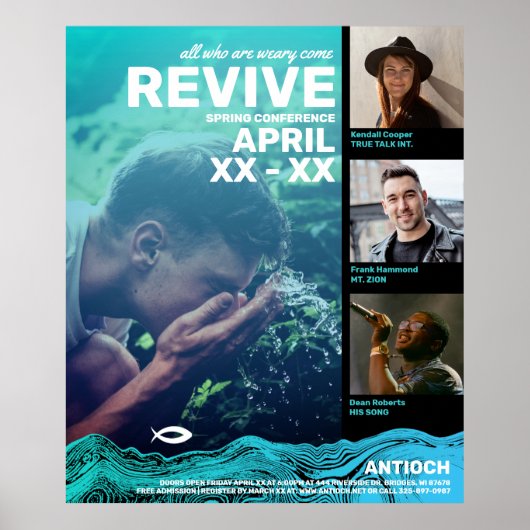 Wavy Waters Jesus Fish Poster (Voorkant)