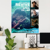 Wavy Waters Jesus Fish Poster (Thuiskantoor)