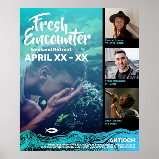 Wavy Waters Jesus Fish Poster (Voorkant)