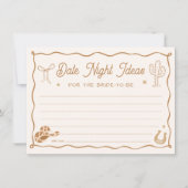 Wavy Western Bridal Shower Date Night Ideas Card Kaart (Voorkant)