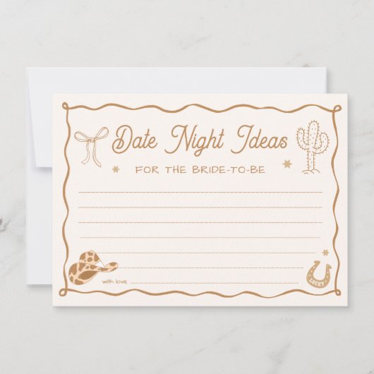 Wavy Western Bridal Shower Date Night Ideas Card Kaart (Voorkant)