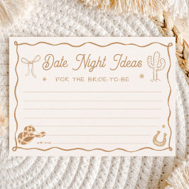Wavy Western Bridal Shower Date Night Ideas Card Kaart