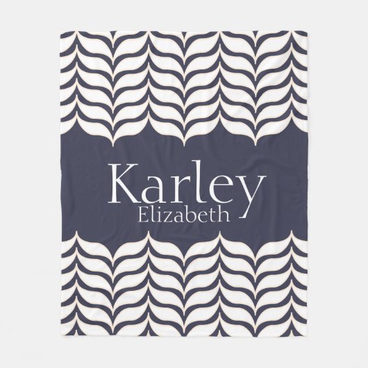 Wavy White Chevrons  gepersonaliseerd Fleece Deken (Voorkant)