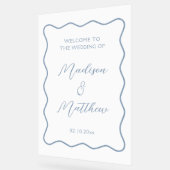 Wavy White en Dusty Blue Wedding Welkom Acryl Bord (Hoek)