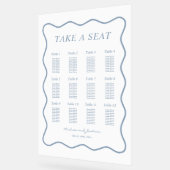 Wavy Wit en Blauw Acryl Trouwstoel Grafiek Acryl Bord (Hoek)