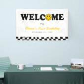 Wavy Yellow Preppy Smile Boy 1e Verjaardag Welkom Spandoek (Beurs)