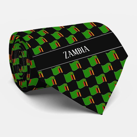 Wavy Zambia Flag Pattern  Stropdas (Opgerold)