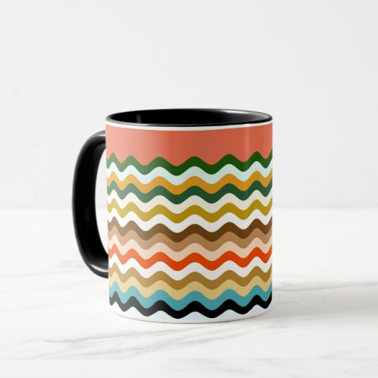 Wavy Zigzag Multicolor Pattern Mok (Voorkant links)
