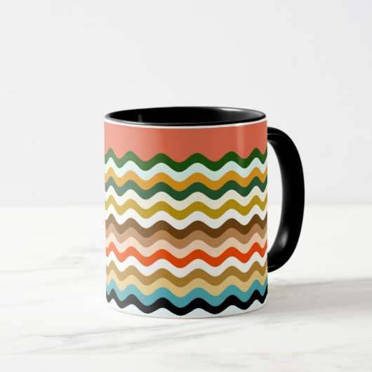 Wavy Zigzag Multicolor Pattern Mok (Voorkant rechts)