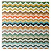 Wavy Zigzag Multicolor Pattern Tegeltje (Voorkant)