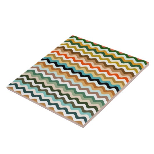 Wavy Zigzag Multicolor Pattern Tegeltje (Zijkant)