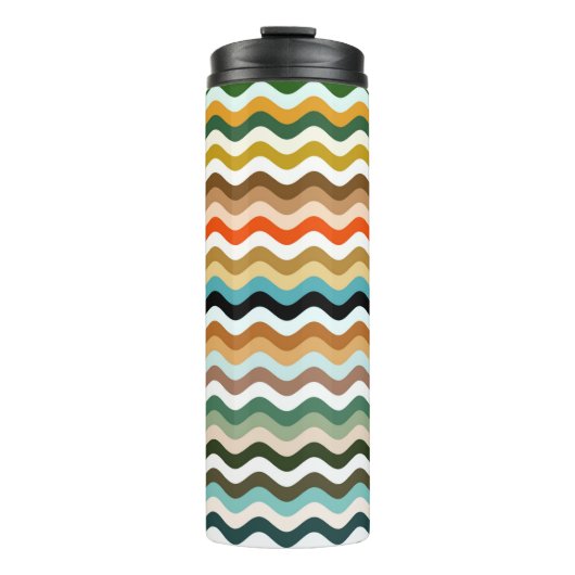 Wavy Zigzag Multicolor Pattern Thermosbeker (Voorkant)