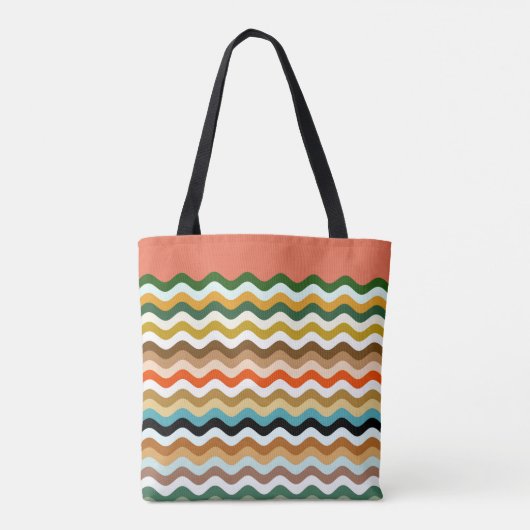 Wavy Zigzag Multicolor Pattern Tote Bag (Achterkant)