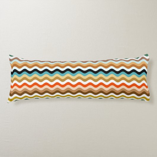 Wavy Zigzag Multicolored Pattern Lichaamskussen (Voorkant)
