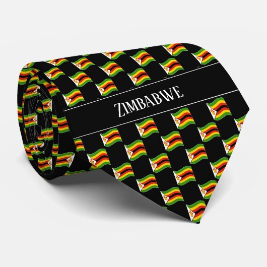 Wavy Zimbabwe Flag Pattern  Stropdas (Opgerold)