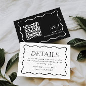 Wavy Zwart en Wit Oud Geld Trouwdetails Informatiekaartje