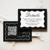 Wavy Zwart-wit Wedding Details Qr Code Informatiekaartje