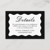 Wavy Zwart-wit Wedding Details Qr Code Informatiekaartje (Voorkant)