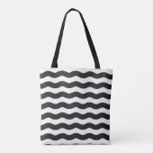 Wavy zwarte witte strepen modern tote bag (Achterkant)