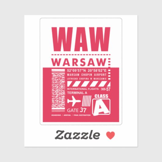 WAW Warschau Airport Sticker (Vel)