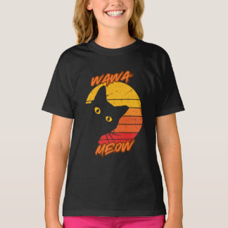 Wawa Meow Retro zonsondergang T-shirt