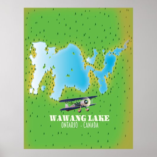 Wawang Lake Ontario Canada-meerkaart Poster (Voorkant)