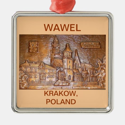 WAWEL CASTLE KRAKOW POLAND OP TAN ACHTERGROND METALEN ORNAMENT (Voorkant)