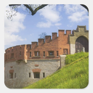 Wawel Kasteel, Krakau, Polen Vierkante Sticker