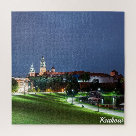 Wawel kasteel 's nachts in Krakau, Polen Legpuzzel (Verticaal)