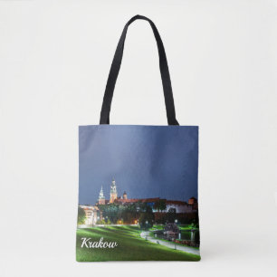 Wawel kasteel 's nachts in Krakau, Polen Tote Bag