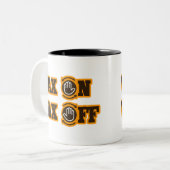 Wax aan - Wax uit Tweekleurige Koffiemok (Voorkant links)