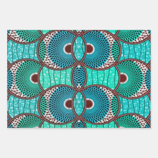 Wax Africain Turkooies cadeaupapier (Voorkant 3)
