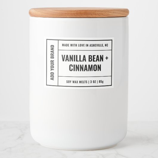 Wax Melt Minimalist Modern 3x2" Label Voedselcontainer Etiket (Voorkant)