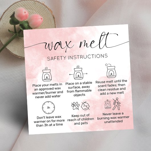 Wax Melts Care Elegant Roze Waterverf Dank u Vierkante Visitekaartje