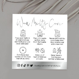 Wax Melts Safety Guide White en Silver Logo Kaart Vierkante Visitekaartje