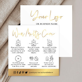 Wax Melts Safety Guide White & Gold Logo Kaart Vierkante Visitekaartje