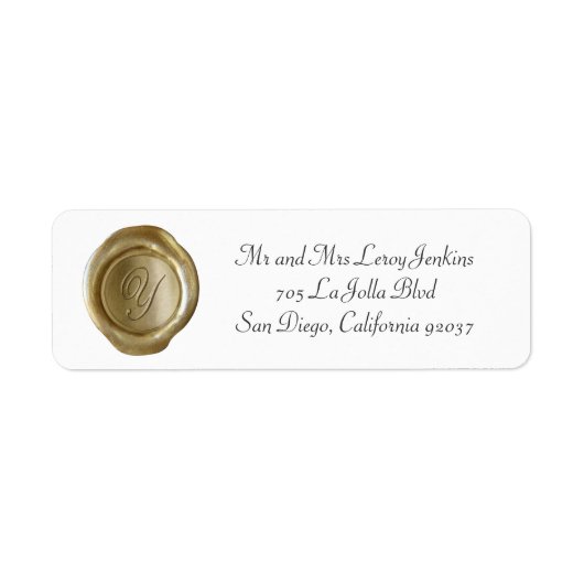 Wax Monogram Adresetiket - Script Y Etiket (Voorkant)