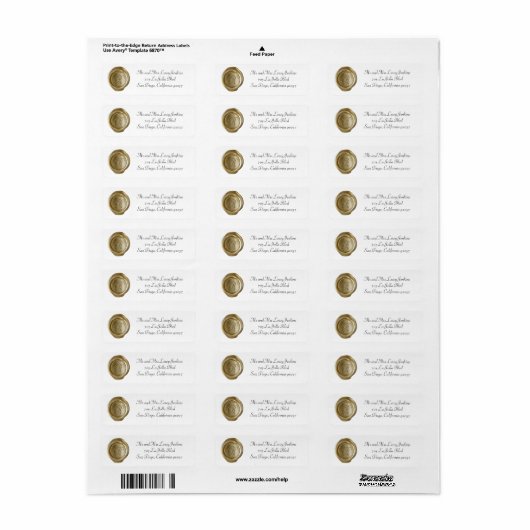 Wax Monogram Adresetiketten - Script R Etiket (Full Sheet)