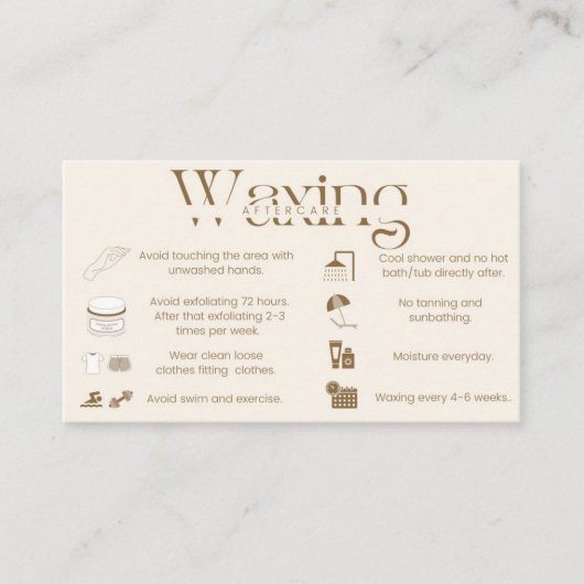 Wax-nazorg en -getrouwheidskaart visitekaartje (Voorkant)