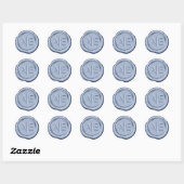Wax Seal Bruiloft Accent Initialen Cadet Blauw ID5 Ronde Sticker (Vel)