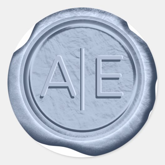 Wax Seal Bruiloft Accent Initialen Cadet Blauw ID5 Ronde Sticker (Voorkant)