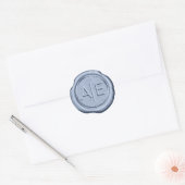 Wax Seal Bruiloft Accent Initialen Cadet Blauw ID5 Ronde Sticker (Envelop)