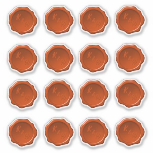 Wax Seal Bruiloft Initialen Gevormde Stickers (Voorkant)