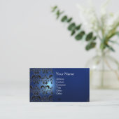 WAX SEAL DAMASK MONOGRAM blue Visitekaartje (Staand voorkant)