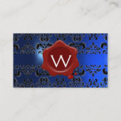 WAX SEAL DAMASK MONOGRAM blue Visitekaartje (Achterkant)