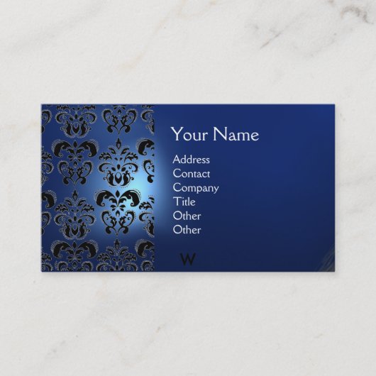WAX SEAL DAMASK MONOGRAM blue Visitekaartje (Voorkant)