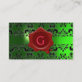 WAX SEAL DAMASK MONOGRAM green Visitekaartje (Achterkant)