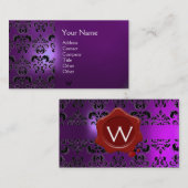 WAX SEAL DAMASK MONOGRAM paars Visitekaartje (Voorkant / Achterkant)