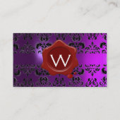 WAX SEAL DAMASK MONOGRAM paars Visitekaartje (Achterkant)